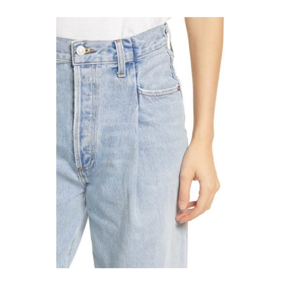 AGOLDE ultra high rise folded waistband relaxed straight leg rigid denim jeans - Picture 6 of 7